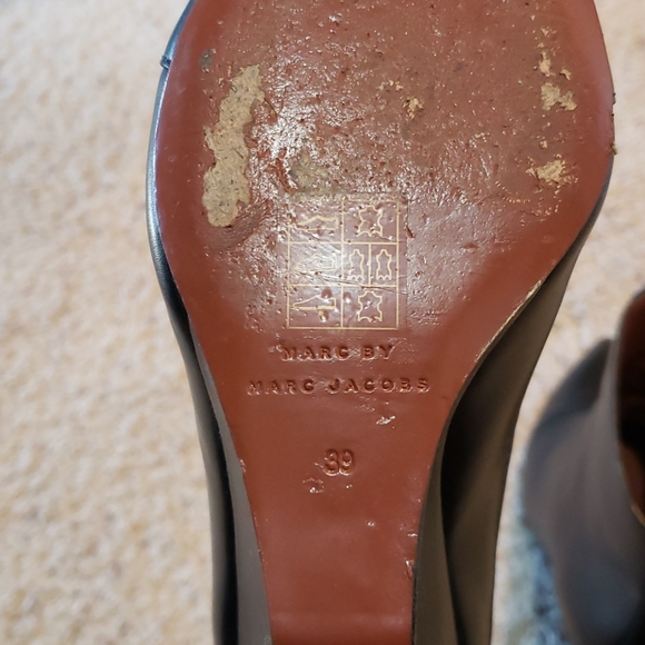 MARC JACOBS black leather ankle wedge boots w zippers - Picture 8 of 8